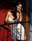Fabian Perez Canvas Paintings - Saba at the Balcony XIV at Red Wall